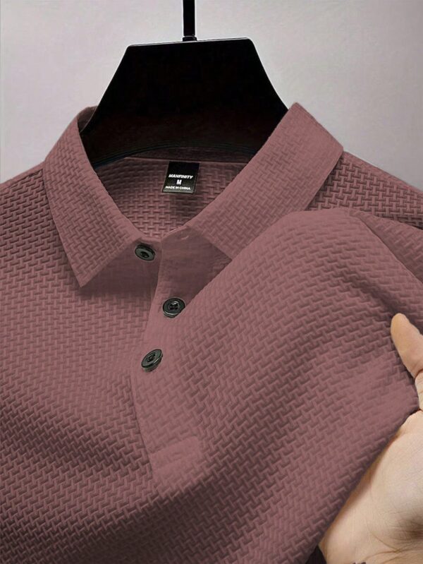 manfinity casualcool قميص بولو كاجوال للرجال ذو لون واحد بأزرار أمامية وأكمام قصيرة 10