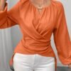 elenzga قميص نسائي مزين بالخرز ذو خصر ملتف، خريف/شتاء 10