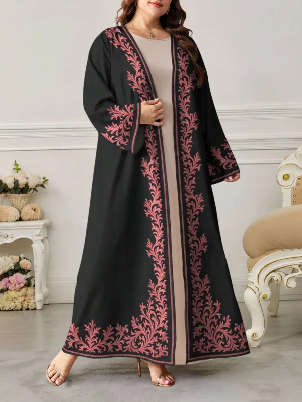 shein najma عباية عربية كاجوال طويلة الأكمام مطبوعة بطباعة رقمية زهرية للنساء ذوات الحجم الكبير، للربيع والخريف 9