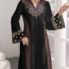shein najma فستان ماكسي أنيق بطبعات زهرية وياقة على شكل حرف v وأكمام طويلة بطراز عربي، للربيع والخريف 1