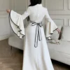 celisse فستان أنيق للنساء بأكمام واسعة وتريم متباين 2