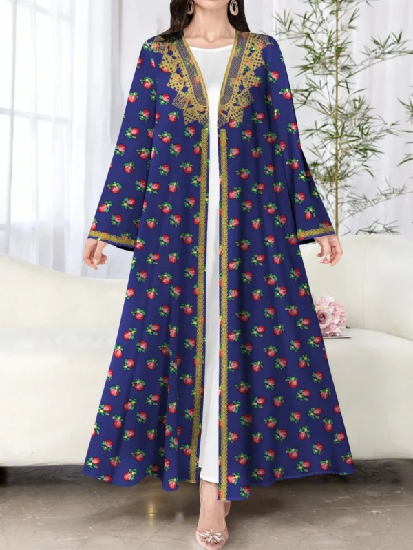 shein najma عباية أنثوية كاجوال طويلة الأكمام مطبوعة بالزهور، للربيع والخريف 6