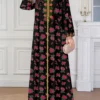 al najma رمضان جلابيات قفاطين فستان طويل أنثوي بياقة على شكل حرف v وأكمام طويلة مطبوع بأنماط عربية 3
