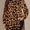 shein lune قميص طباعة شامل أزرار أمامية مقاس كبير