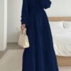 رداء طويل أنيق للنساء بلون موحد مع أزرار وحزام مربوط بعقدة وأكمام طويلة على شكل فانوس وحاشية مرقعة، مناسب للربيع والصيف والخريف والشتاء والاستخدام اليومي وأعياد الميلاد والحفلات والعشاء الرسمي والمواعدة 2