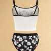 shein felix the cat طقم قميص وسروال داخلي للنساء مريح مزين بتصميم كرتوني بألوان متباينة 2