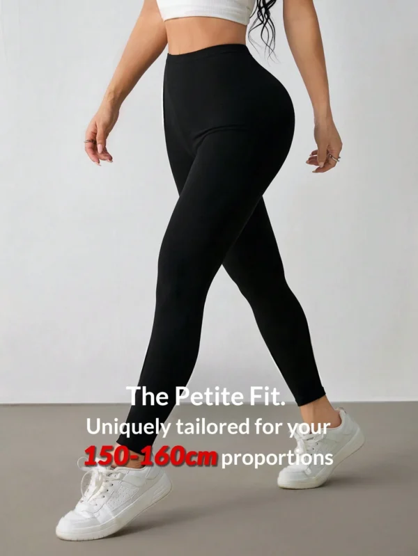 shein petite بنطلون رياضي كاجوال مرتفع الخصر مطاطي أحادي اللون للسيدات 8