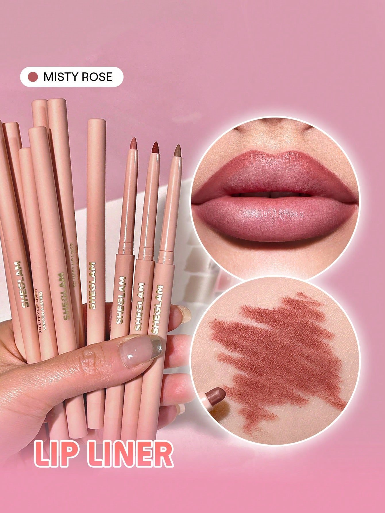sheglam قلم تحديد الشفاه so lippy قلم تحديد الشفاه الكريمي غير اللامع misty rose ذو الصبغة العالية لا يتلاشى بسهولة، ناعم كالحرير، لون غير لامع، مكياج الشفاه، حفلة عيد الميلاد ، قلم تحديد الشفاه روج محدد قوس شفايف علامة تجارية جمال مكياج ميكب مستحضرات تجم 4