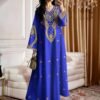 al najma فستان أنيق للنساء بطبعة زهور بشكل عربي على الخصر بياقة على شكل حرف v 9