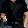 قميص بولو رجالي فضفاض خفيف الوزن من نسيج مُمتاز، له ياقة على شكل نورس ياقة مخططة على شكل طائرة، أكمام قصيرة، موضة صيفية كاجوال مريحة وبارد قميص بولو رجالي فضفاض خفيف الوزن من نسيج مُمتاز، له ياقة على شكل نورس ياقة مخططة على شكل طائرة، أكمام قصيرة، موضة صيفية كاجوال مريحة وبارد
