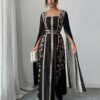 shein raffinéa فستان نسائي بياقة مربعة وأكمام طويلة، تصميم أكمام مخرمة، تأثير أكمام جرس، طباعة رقمية بتصميم حرف t شكل خط a، مناسب للاستخدام اليومي والحفلات والعطلات، بطراز 7