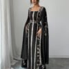 shein raffinéa فستان نسائي بياقة مربعة وأكمام طويلة، تصميم أكمام مخرمة، تأثير أكمام جرس، طباعة رقمية بتصميم حرف t شكل خط a، مناسب للاستخدام اليومي والحفلات والعطلات، بطراز 4