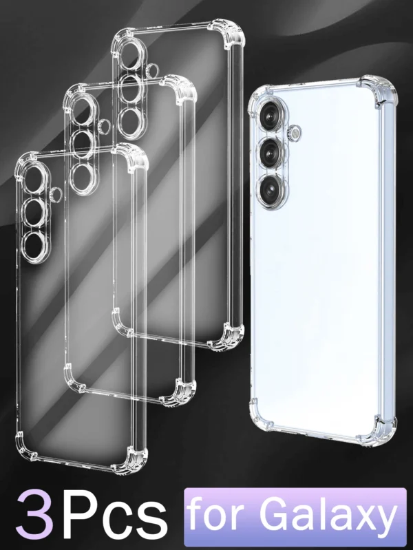 حافظة واقية شفافة مقاومة للصدمات من مادة tpu 3 قطع/مجموعة للموديلات المختلفة من هواتف سامسونج جالاكسي، مصنوعة من مادة tpu مقاومة للصدمات والخدش، تغطية كاملة، مقاومة للتلون، سهلة التركيب، هدية عيد الربيع الدولية، وليست النسخة المحلية 77