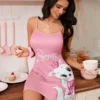 shein قميص نوم نسائي بطبعة قطة وفيونكة بطراز ins جميل 6