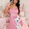 shein قميص نوم نسائي بطبعة قطة وفيونكة بطراز ins جميل 7