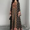 shein najma فستان نسائي بطراز بوهيمي أنيق بطبعة زهرية عتيقة، طقم قطعتين من الفستان الماكسي بياقة دائرية والكارديجان، بطراز عربي، موضة الربيع والصيف 9