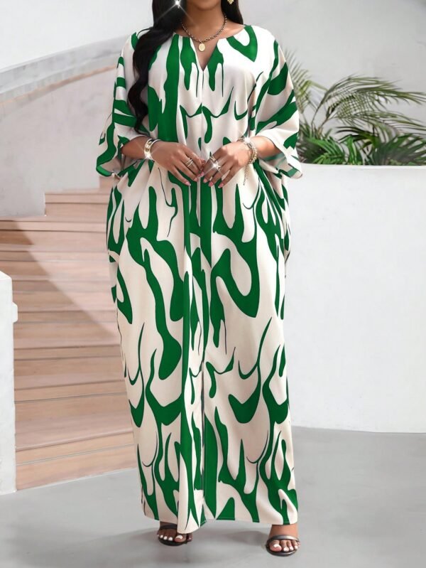 shein lady فستان كاجوال متوسط الطول مطبوع بألوان متباينة للنساء 1