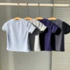 shein 4 قطع/مجموعة تيشيرت أساسي أحادي اللون بياقة طاقم وأكمام قصيرة للأطفال الرضع، مناسب للجنسين، قطن مريح وعملي للربيع/الصيف للاستخدام اليومي الداخلي والخارجي 12