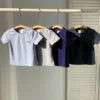 shein 4 قطع/مجموعة تيشيرت أساسي أحادي اللون بياقة طاقم وأكمام قصيرة للأطفال الرضع، مناسب للجنسين، قطن مريح وعملي للربيع/الصيف للاستخدام اليومي الداخلي والخارجي 14