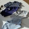 shein 4 قطع/مجموعة تيشيرت أساسي أحادي اللون بياقة طاقم وأكمام قصيرة للأطفال الرضع، مناسب للجنسين، قطن مريح وعملي للربيع/الصيف للاستخدام اليومي الداخلي والخارجي 16