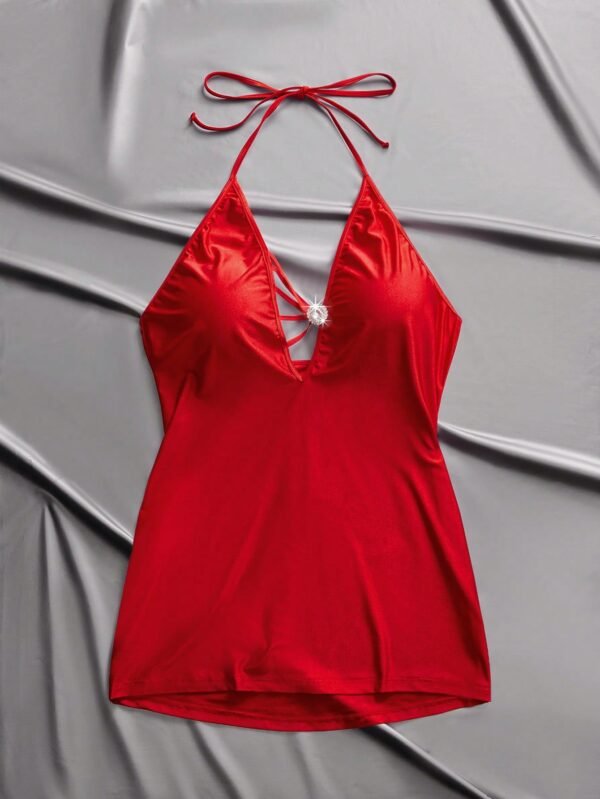 shein ملابس داخلية سكسية بحمالات رفيعة وياقة على شكل حرف v للمقاسات الكبيرة باللون الأحادي shein ملابس داخلية سكسية بحمالات رفيعة وياقة على شكل حرف v للمقاسات الكبيرة باللون الأحادي