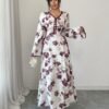 yasmyna فستان نسائي بطبعة زهرية وياقة على شكل حرف v وربطة خصر بأسلوب عربي 5