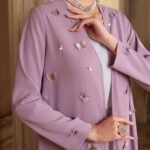 al najma عباءة نسائية أنيقة طويلة الأكمام مزينة بزخارف فراشات ثلاثية الأبعاد، عباءة فراشة بلون أرجواني
