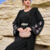 al najma عباءة نسائية فضفاضة مطرزة بالزهور مع كابوشون 7