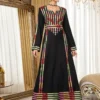 al najma رمضان فستان طويل الأكمام بطبعات ألوان متباينة بأسلوب عربي للنساء 3