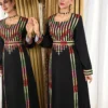 al najma رمضان فستان طويل الأكمام بطبعات ألوان متباينة بأسلوب عربي للنساء 4