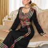 al najma رمضان فستان طويل الأكمام بطبعات ألوان متباينة بأسلوب عربي للنساء 6