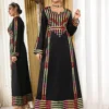 al najma رمضان فستان طويل الأكمام بطبعات ألوان متباينة بأسلوب عربي للنساء 7