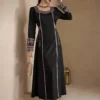 al najma فستان تركي وعربي تقليدي طويل مع طبعة على الياقة المربعة 2