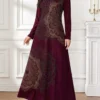 shein najma فستان طويل الأكمام للنساء بطباعة فنية أنيقة وعصرية 5