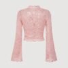 shein mod بلوزة نسائية بأكمام طويلة مزينة بالكشكشة والدانتيل والجاكار، بطراز غربي وكلاسيكي وعتيق من سبعينيات القرن الماضي، مناسبة للسهرات الفردية 4