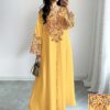 shein najma فستان ماكسي أنيق بطبعة رقمية ملونة بنمط الكرمة، طويل الأكمام وياقة على شكل حرف v، للربيع والخريف 10