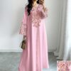 shein najma فستان ماكسي أنيق بطبعة رقمية ملونة بنمط الكرمة، طويل الأكمام وياقة على شكل حرف v، للربيع والخريف 5