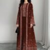 shein najma فستان نسائي بطراز بوهيمي أنيق بطبعة زهرية عتيقة، طقم قطعتين من الفستان الماكسي بياقة دائرية والكارديجان، بطراز عربي، موضة الربيع والصيف 2