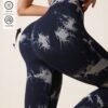 shein sports سروال رياضي بخصر عالي مرن مزخرف بطباعة التيه دايي، مناسب للرياضة كاليوغا 1