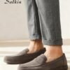 salkin أحذية موكاسين كلاسيكية للرجال من مصممين، أحذية لوفر سويد أنيقة بدون رباط، أحذية جلدية ناعمة للرجال، أحذية رسمية للأعمال والمناسبات الاجتماعية، أحذية رسمية للرجال للمكتب واليومي والحفلات والزفاف، أحذية مناسبة للمواعيد الرومانسية والعشاء والهدايا الع 11