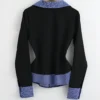 shein franclia ملابس علوية كاجوال بياقة على شكل حرف v بنمط مربعات أزرق وأسود، مناسب للارتداء اليومي والخروجات والعمل، ملابس علوية عمل للسيدات، ملابس علوية عمل كاجوال للسيدات، ملابس علوية أسود وأبيض كاجوال للسيدات، ملابس علوية عمل كاجوال للسيدات 2