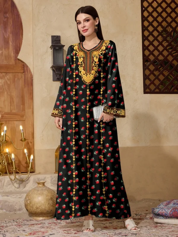 al najma فستان عربي أنيق وبسيط بطبعة زهور متناثرة 2