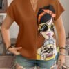shein lune بلوزة قصيرة الأكمام مطبوعة بصورة امرأة بحجم كبير، ملابس غربية للنساء بطراز بوهيمي وبوهو من تسعينيات القرن الماضي، ملابس مناسبة للمهرجانات والصيف والخروج shein lune بلوزة قصيرة الأكمام مطبوعة بصورة امرأة بحجم كبير، ملابس غربية للنساء بطراز بوهيمي وبوهو من تسعينيات القرن الماضي، ملابس مناسبة للمهرجانات والصيف والخروج