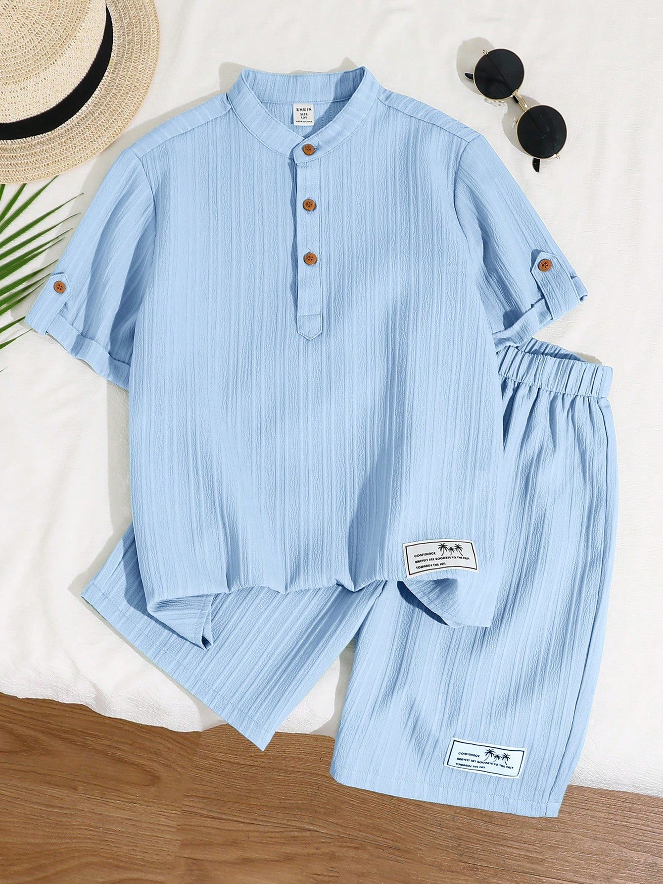 shein طقم ملابس علوية كاجوال نصف سحاب بياقة مندرين وشورت منسوج مناسب للأولاد المراهقين، طراز كوري للمدرسة والعطلات، مناسب للعب في الخارج والتصوير الشارعي والحفلات والتجول في المدينة 14