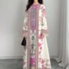 shein najma فستان نسائي بطراز بوهيمي أنيق بطبعة زهرية عتيقة، طقم قطعتين من الفستان الماكسي بياقة دائرية والكارديجان، بطراز عربي، موضة الربيع والصيف 6