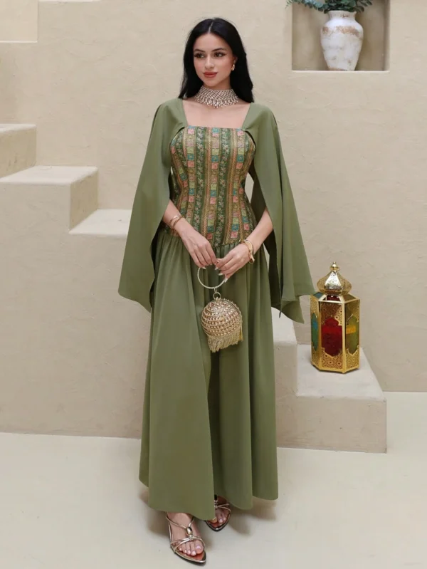 al najma رمضان فستان سهرة أنيق مع تنحيف الخصر، تصميم مُلطف للشكل، طراز متطور للمناسبات والحفلات والعطلات 6
