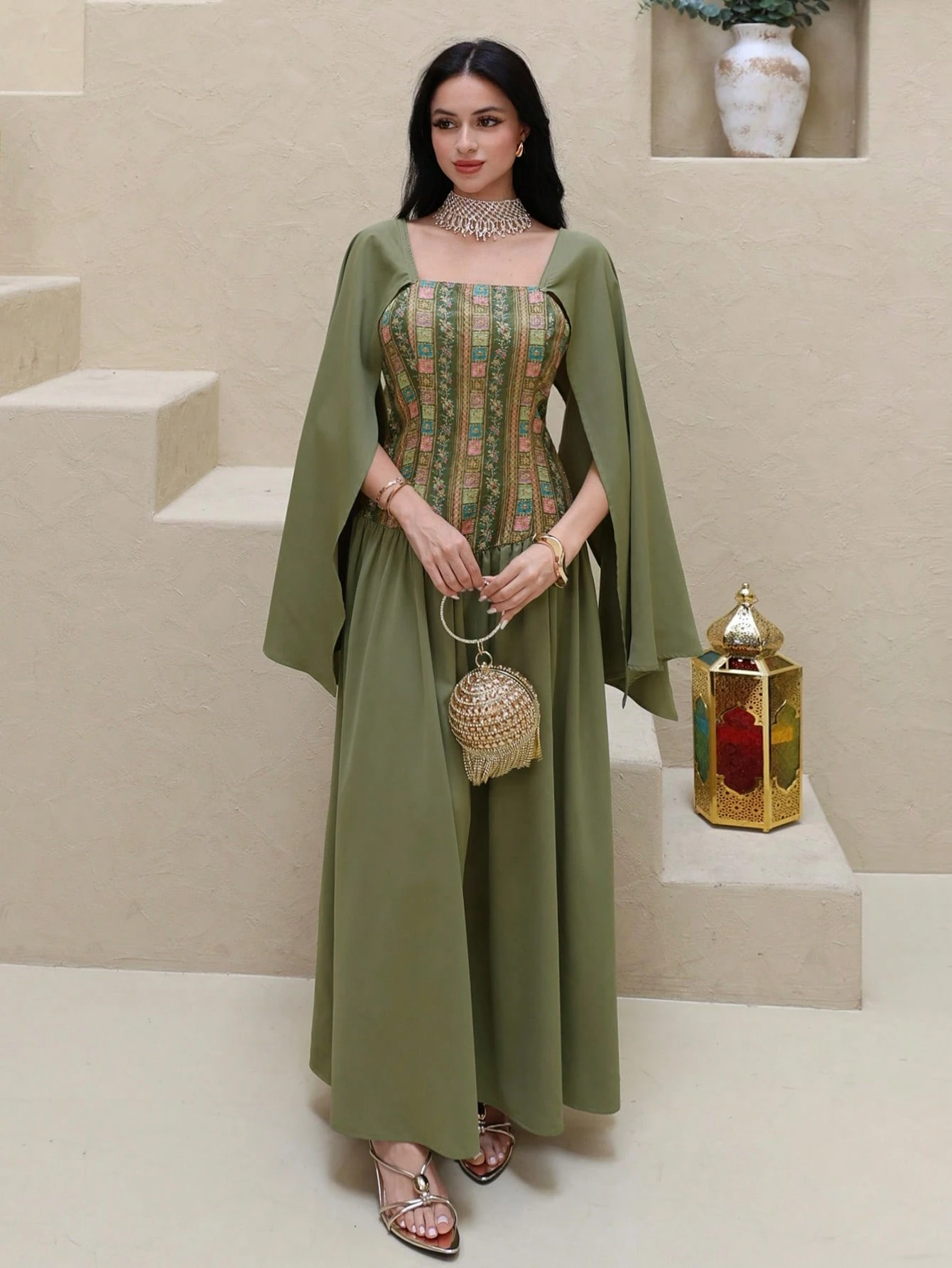 al najma رمضان فستان سهرة أنيق مع تنحيف الخصر، تصميم مُلطف للشكل، طراز متطور للمناسبات والحفلات والعطلات 6