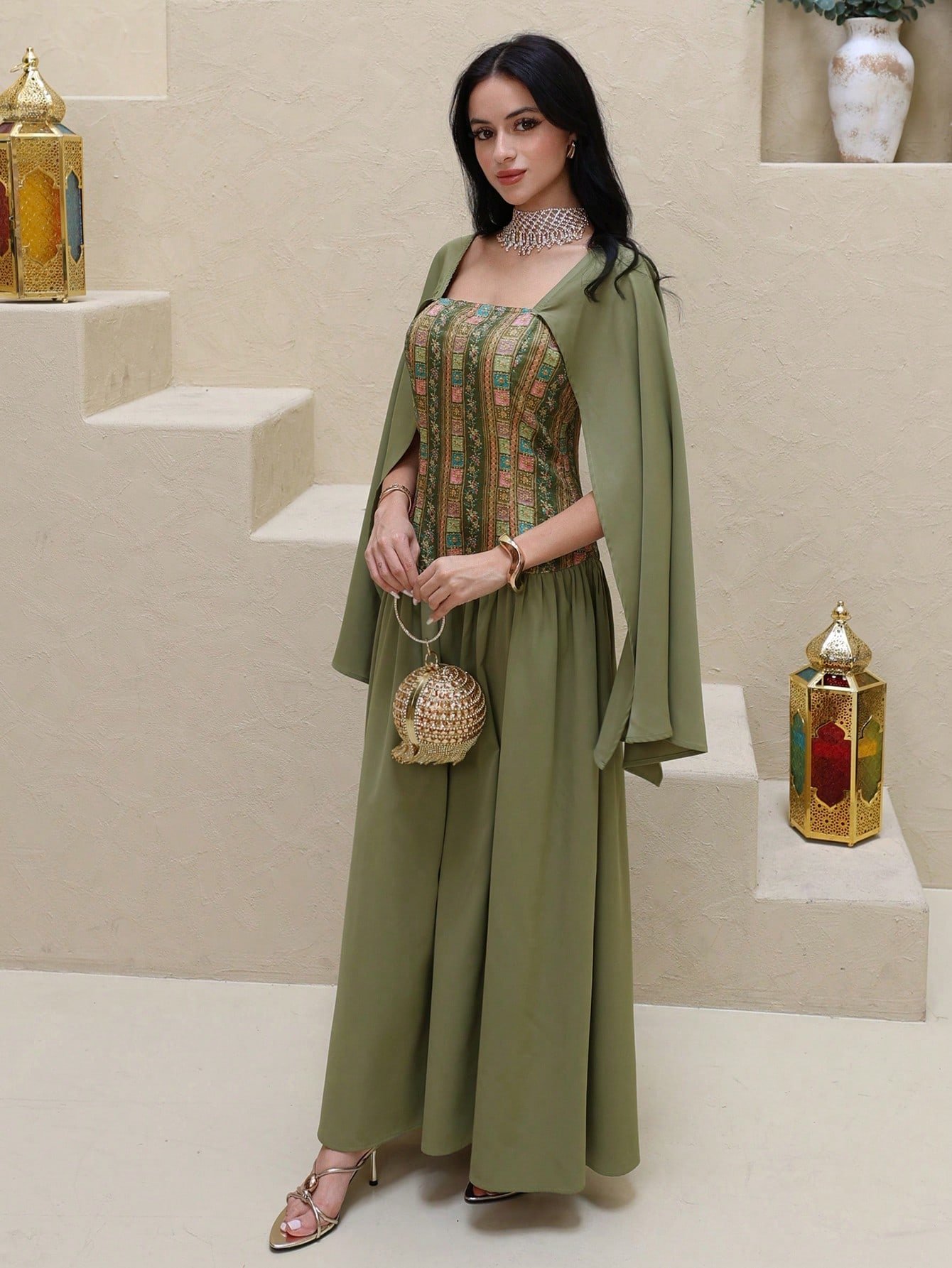 al najma رمضان فستان سهرة أنيق مع تنحيف الخصر، تصميم مُلطف للشكل، طراز متطور للمناسبات والحفلات والعطلات 3