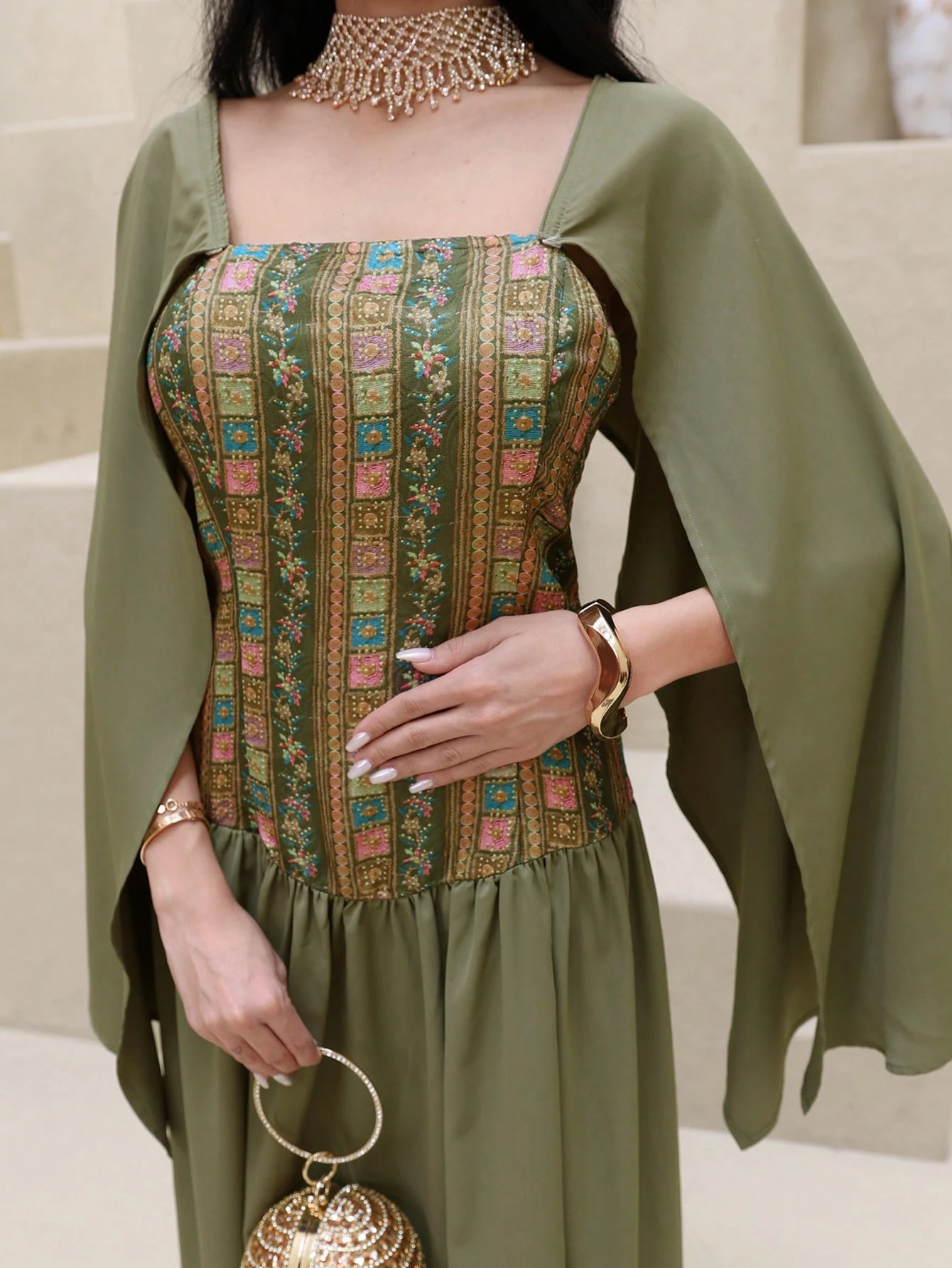 al najma رمضان فستان سهرة أنيق مع تنحيف الخصر، تصميم مُلطف للشكل، طراز متطور للمناسبات والحفلات والعطلات 4