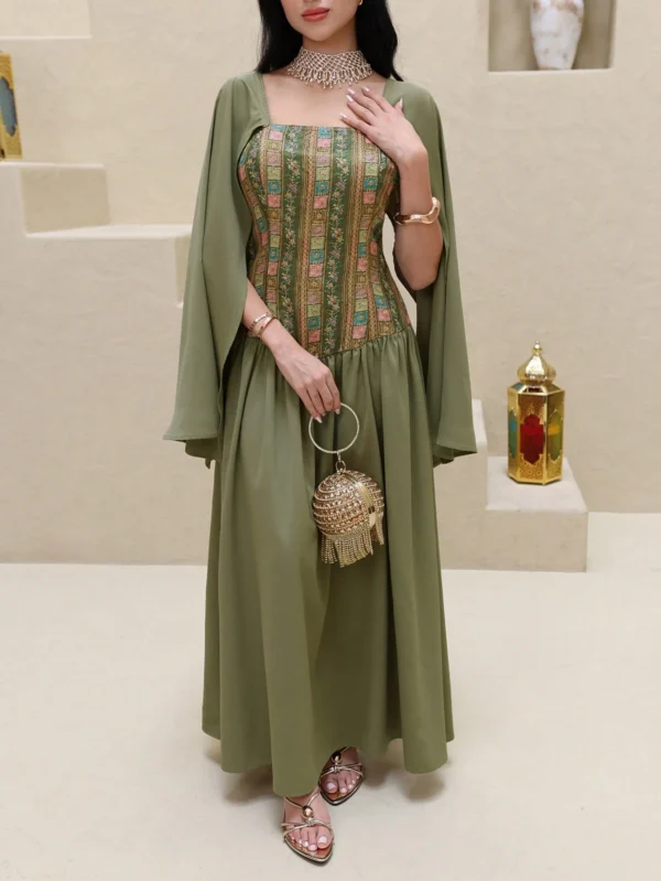 al najma رمضان فستان سهرة أنيق مع تنحيف الخصر، تصميم مُلطف للشكل، طراز متطور للمناسبات والحفلات والعطلات 2